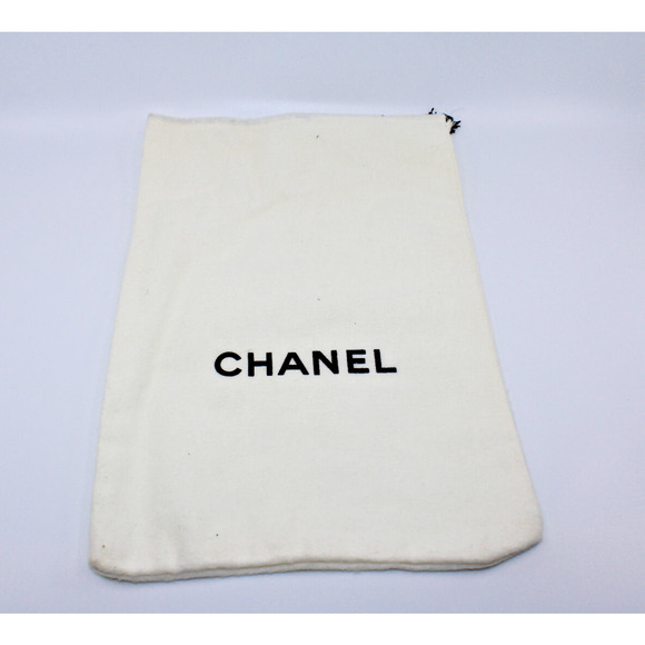 Authentic CHANEL Logo Flannel Shoe Dust Bag Drawstring Travel Storage 14" x 9" - Picture 1 of 2